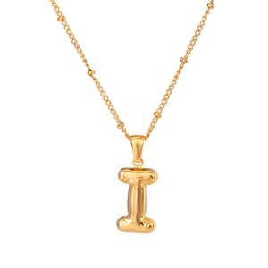 Collana con ciondolo da donna in acciaio inossidabile placcato Colore oro , stile casual semplice, a forma di lettera I, 1 pezzo h5 